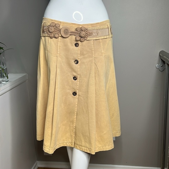 Prada Sz 46 Cotton Front Button and Belted A Line Skirt - Picture 1 of 8